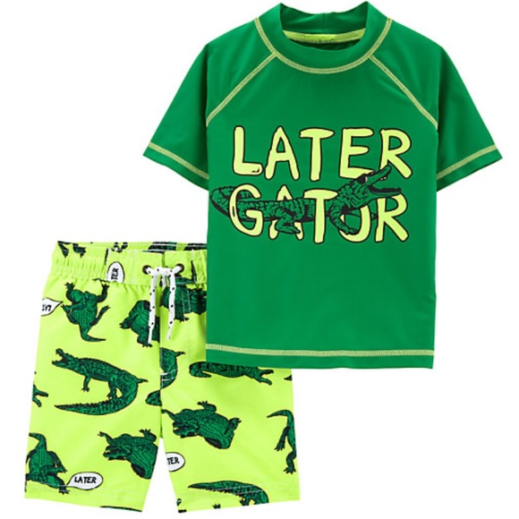 Carter’s Boys Alligator Gator Rashguard and Swim Shorts or Trunks - Picture 15 of 15